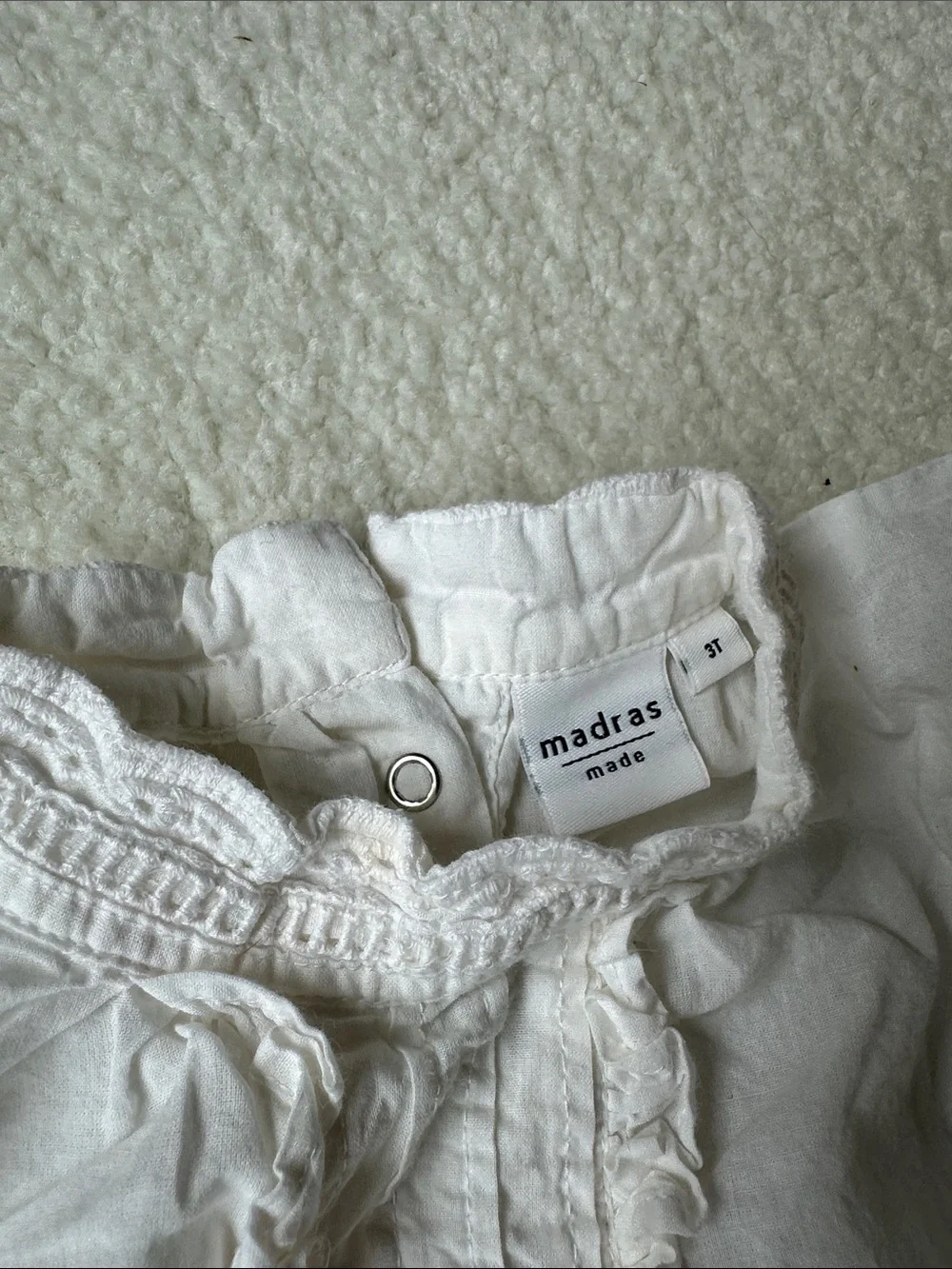 J. Crew White Girls Lace Trim Blouse